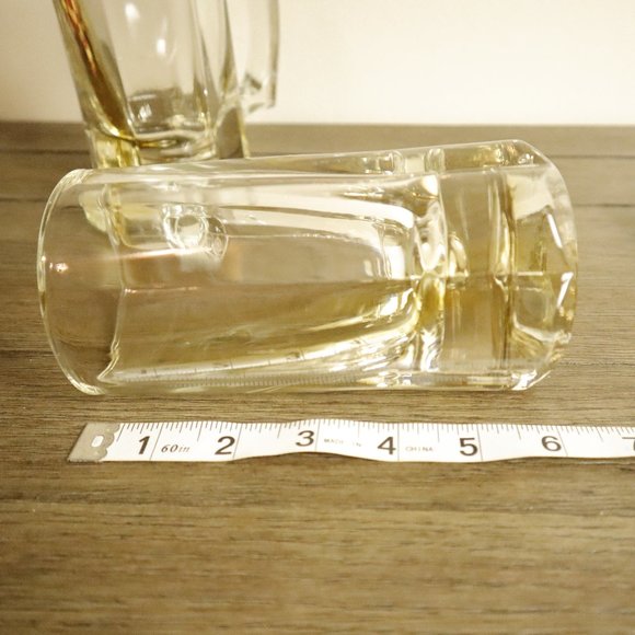 Libbey clear, yellow 8oz glass beer mugs (set of 2) - Picture 5 of 7